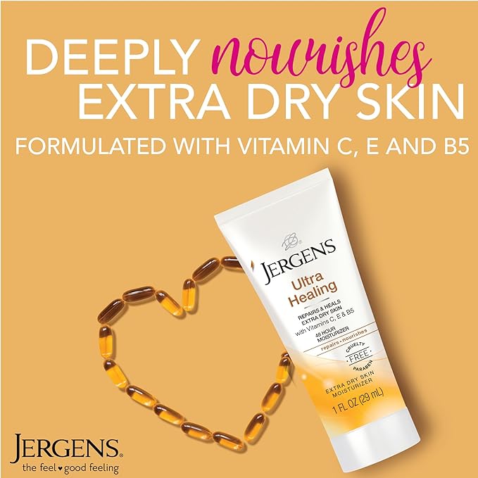 Jergens Ultra Healing Dry Skin Moisturizer, Travel Size Body and Hand Lotion, 1 Oz (Pack of 24)-GlimoraGlow