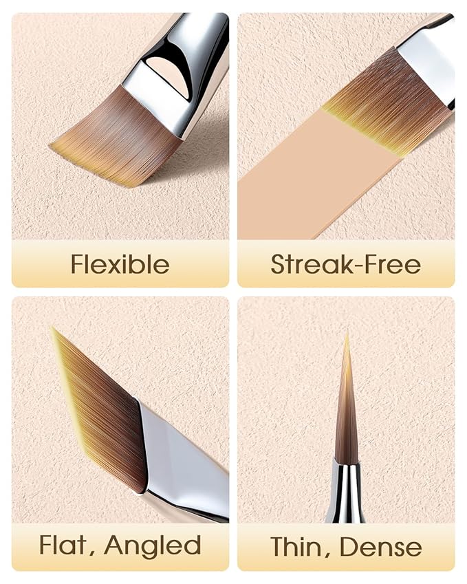 EIGSHOW Flat Foundation Brush, Vegan Synthetic Bristles, Streak Free Application, Face Makeup Brush For Blending Liquid, Cream, Face Mask (E870B)-GlimoraGlow