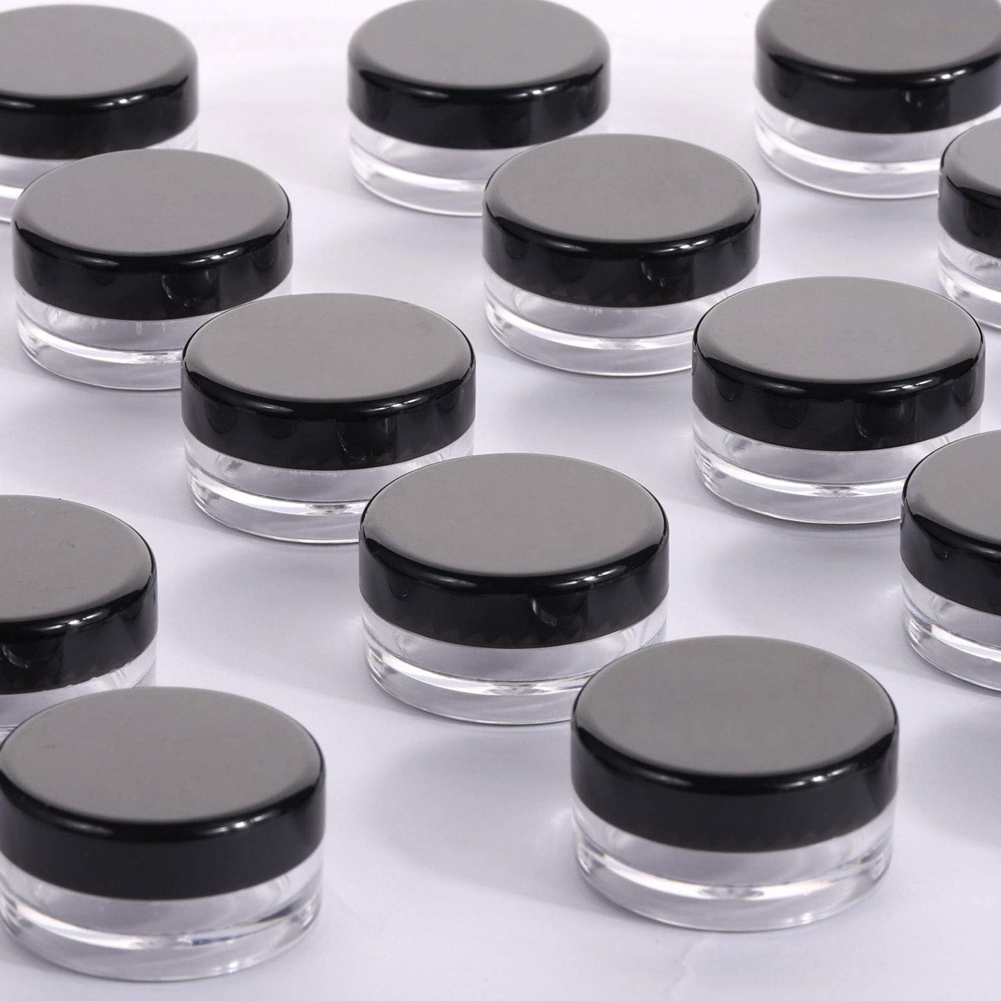 100 Count 10g Small Sample Containers with Lids Plastic Jar Cosmetic Jars Empty Makeup Jars Lip Balm Containers - Black-GlimoraGlow