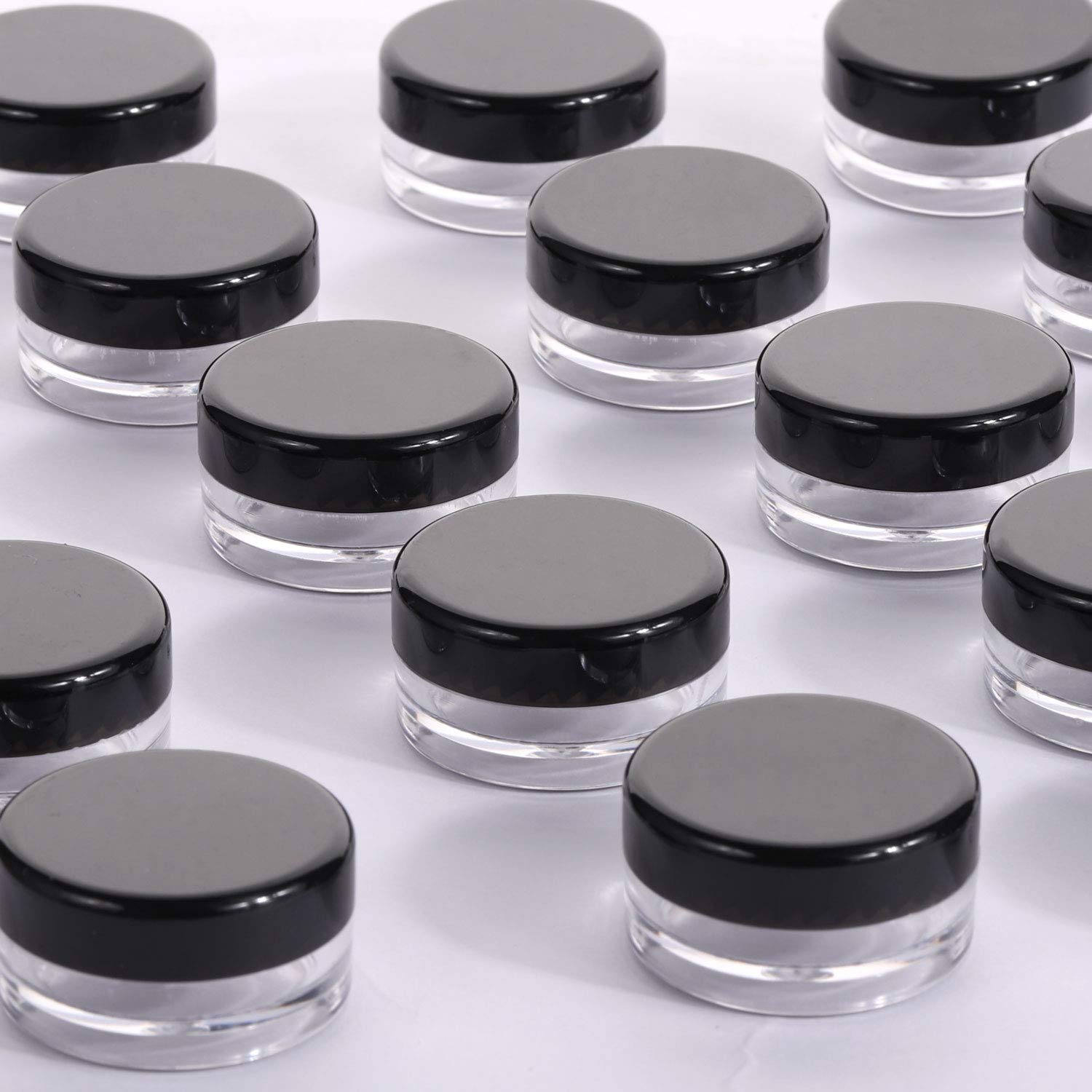 100 Count 10g Small Sample Containers with Lids Plastic Jar Cosmetic Jars Empty Makeup Jars Lip Balm Containers - Black-GlimoraGlow