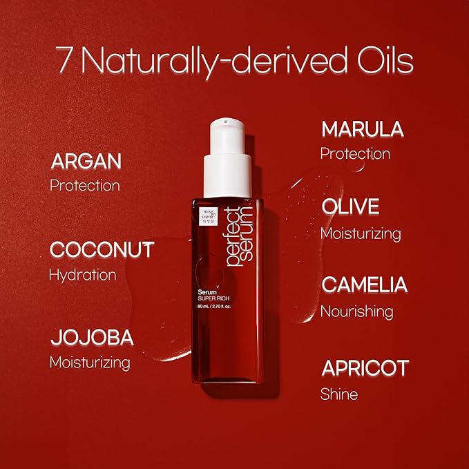 Mise En Scene Perfect Super Rich Serum with Argan Oils - Hair Essence for High Nutrition Intensive Care, Korean Hair Oil, 2.70 fl. Oz-GlimoraGlow