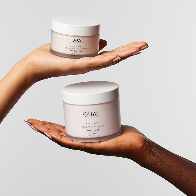 OUAI Body Cream Travel Size, Melrose Place - Hydrating Whipped Body Cream with Cupuaçu Butter, Coconut Oil & Squalane - Softens Skin and Delivers Healthy-Looking Glow - Sulfate Free Skin Care (3.4 Oz)-GlimoraGlow