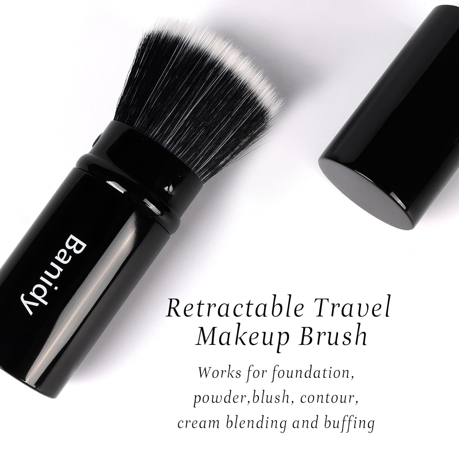 Foundation Makeup Brush Flat Top Kabuki Face Blush Liquid Powder Foundation Brush Retractable Travel Brush for Blending Liquid, Cream or Flawless Powder Cosmetics-GlimoraGlow