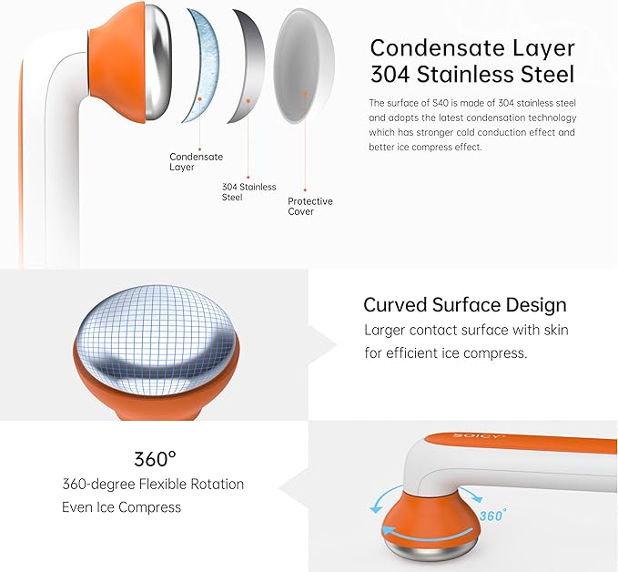 ONLYSKY BEAUTY Cooling Ice Roller Facial Massage Roller for Face (Orange)-GlimoraGlow