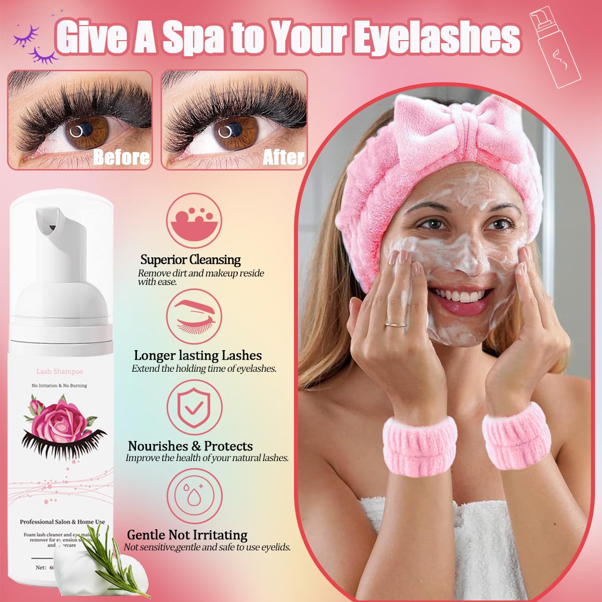 DIY Lash Extension Kit 584 Pcs Lashes Clusters with Bottom Lashes Lash Bond and Seal Glue Remover Lash Shampoo Cleansing Brush Headband Wristband Tweezers Eyelash Brush Applicator-GlimoraGlow