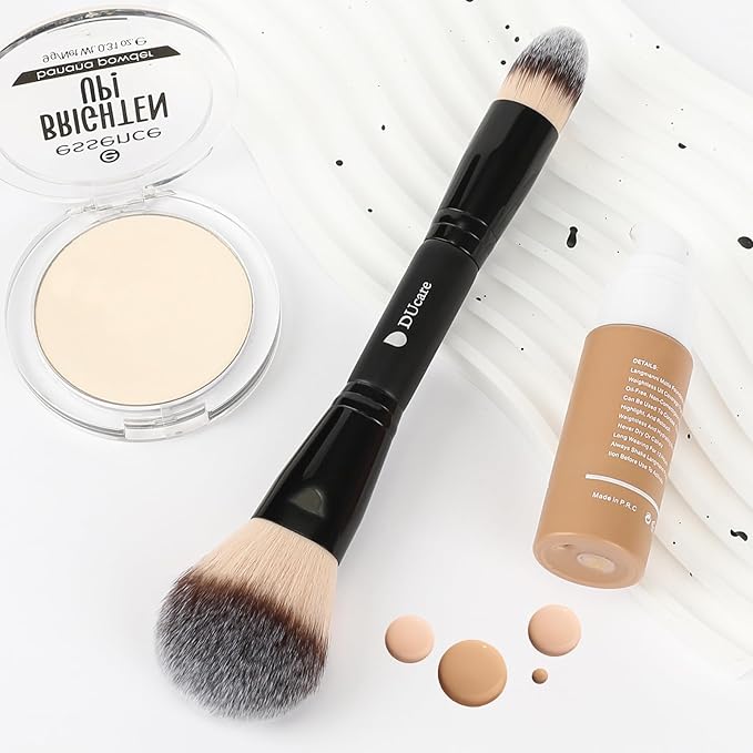 DUcare Powder Brush Foundation Brushes Double Ended Blush Setting Brush for Rounded Taperd Liquid, Cream, Powder,Blending, Buffing-GlimoraGlow