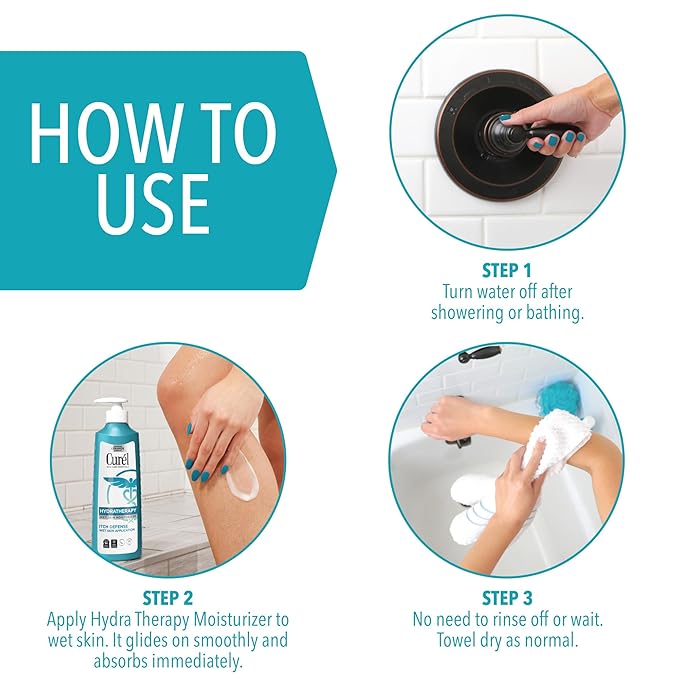 Curel Hydra Therapy In Shower Lotion, Itch Defense Body Moisturizer with Advanced Ceramide Complex, Vitamin E, & Oatmeal Extract, 12 Oz, Pack of 2-GlimoraGlow