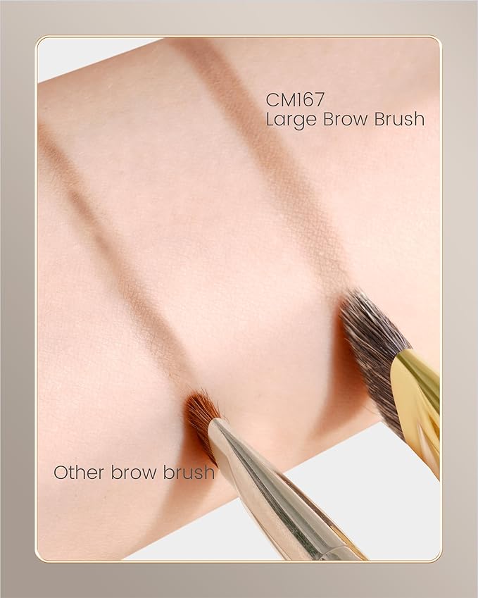 Desert Oak Series Flat Angled Eyebrow Brush - Straight Edge Design for Natural Hair-Like Strokes, 50% Weasel & Goat Hair Blend, Ebana Handle & Brass Ferrule (CM 167)-GlimoraGlow