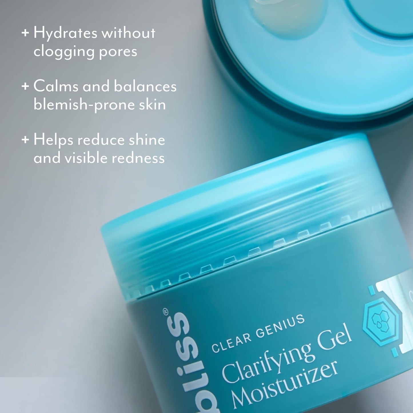 Bliss Clear Genius Clarifying Gel Moisturizer with CLARITY 5 Complex | Salicylic Acid, Niacinamide & Witch Hazel for Blemish-Prone Skin, 1.7 fl oz-GlimoraGlow