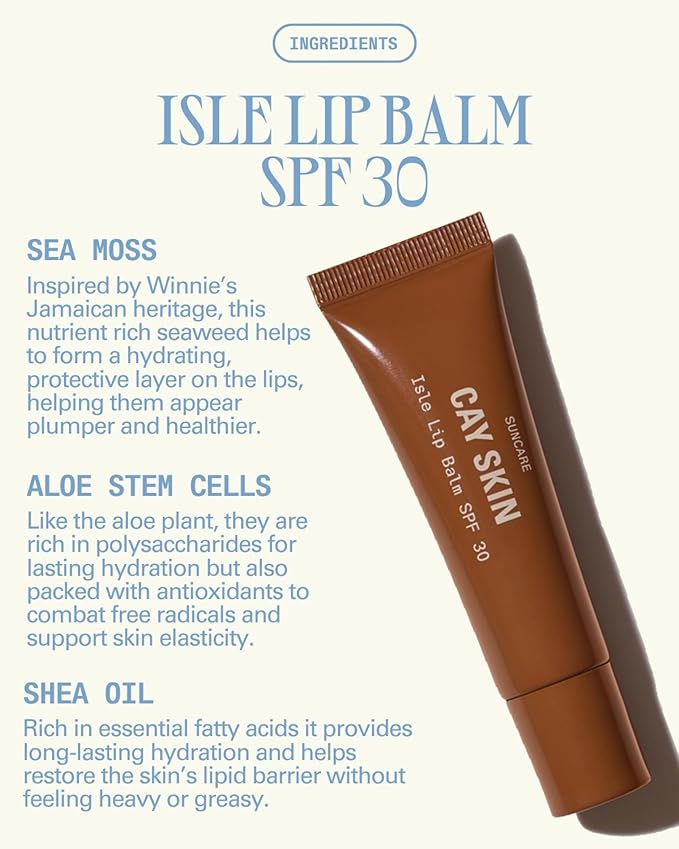 Cay Skin Isle Lip Balm SPF 30 – High Shine, Hydrating + Sheer Lip Gloss in Vanilla Brown Sugar Flavor – Formulated with Natural Ingredients for All Skin Tones – 3-Pack, Clear-GlimoraGlow