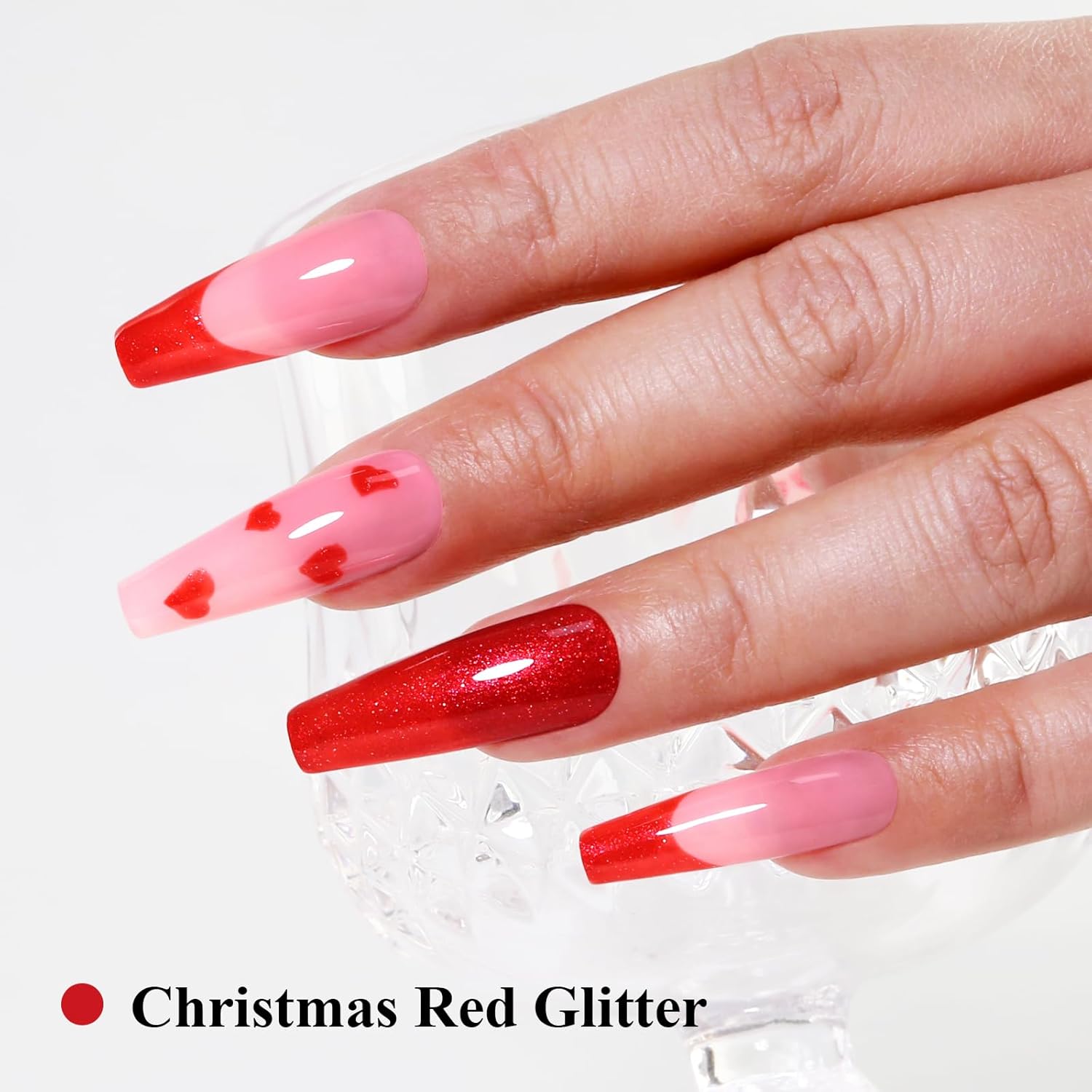 Imtiti Glitter Gel Nail Polish, Christmas Red Iridescent Glitter Gel Polish Diamond Shimmer Sparkle Soak Off UV LED Nail Gel Polish Autumn Winter Gel Polish Manicure Gel Nail Kit 10ML-GlimoraGlow
