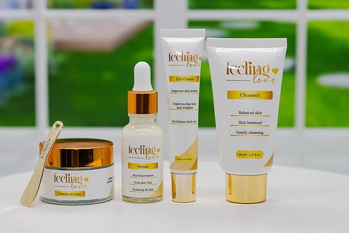 Introducing our exclusive Skincare Set: Cleanser, Serum, Essence Cream, and Eye Cream - Experience the Ultimate 4-Step Natural Beauty Routine for Achieving Radiant, Glowing Skin.-GlimoraGlow