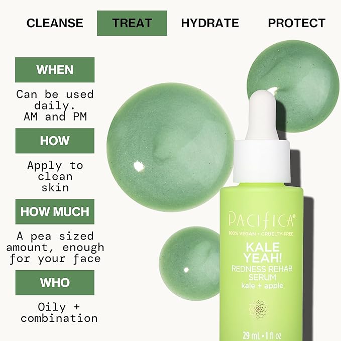 Pacifica Kale Yeah! Redness Rehab Serum – Niacinamide & Super Greens Face Serum to Calm Redness, Minimize Pores & Oil, Soothing Anti-Redness for Oily/Combination Skin Vegan Dermatologist Tested-GlimoraGlow
