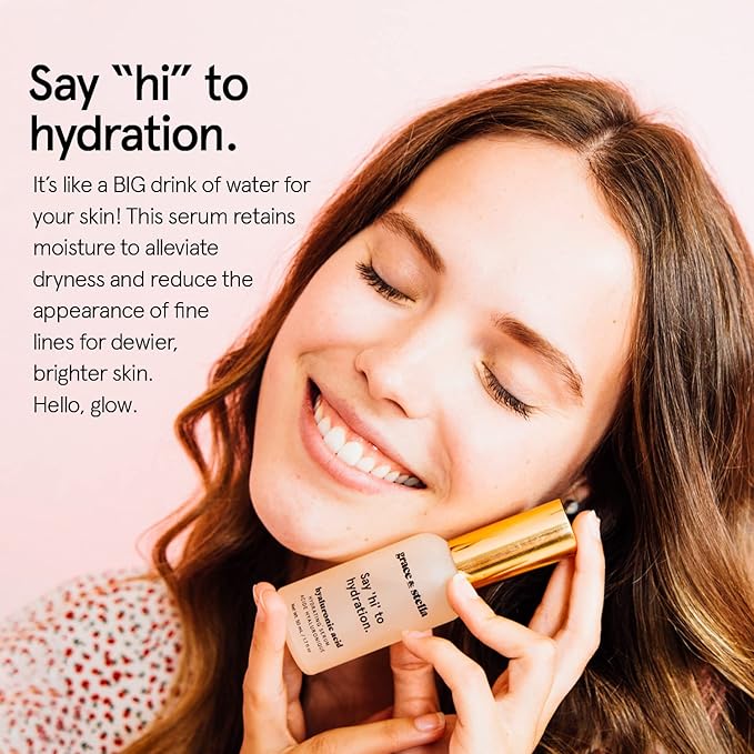 grace & stella Award Winning Hyaluronic Acid Serum (50ml/1.7 fl oz) Hydrating Hyaluronic Acid Serum for Face - Acido Hialuronico for Women - Remove Fine Lines, Wrinkles, Anti Aging - Vegan Skincare-GlimoraGlow
