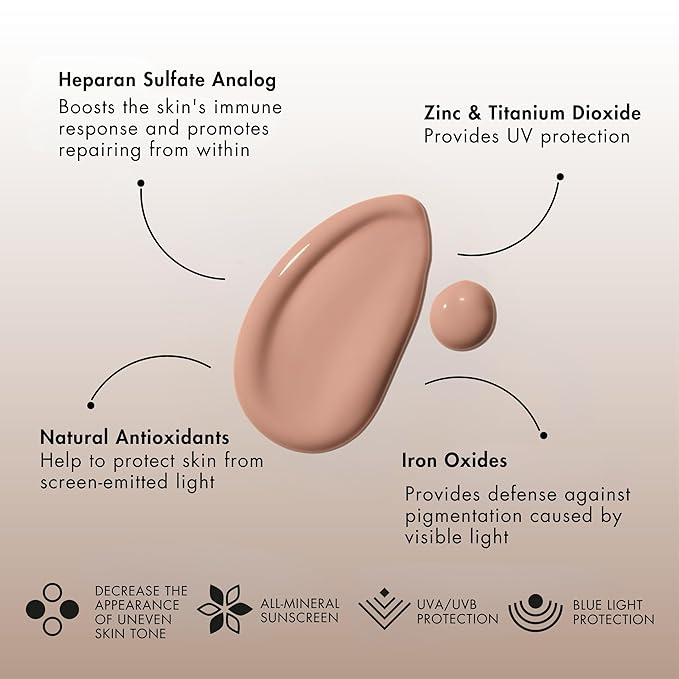 Senté Even Tone Mineral Sunscreen Tinted | SPF 40 Light-Medium | Hydrating, Lightweight Sun Protection Treatment for Redness & Discoloration | UVA/UVB & Blue Light Defense | 1.7 oz-GlimoraGlow