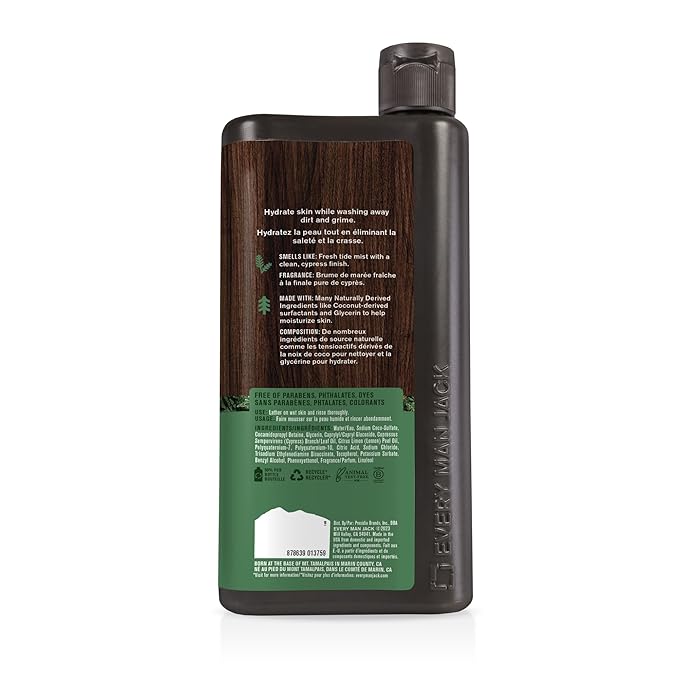 Every Man Jack Nourishing Pacific Cypress Mens Body Wash for All Skin Types - Naturally Derived Ingredients - Cleanse and Hydrate Skin with Coconut and Glycerin - 24oz 2 Bottles-GlimoraGlow