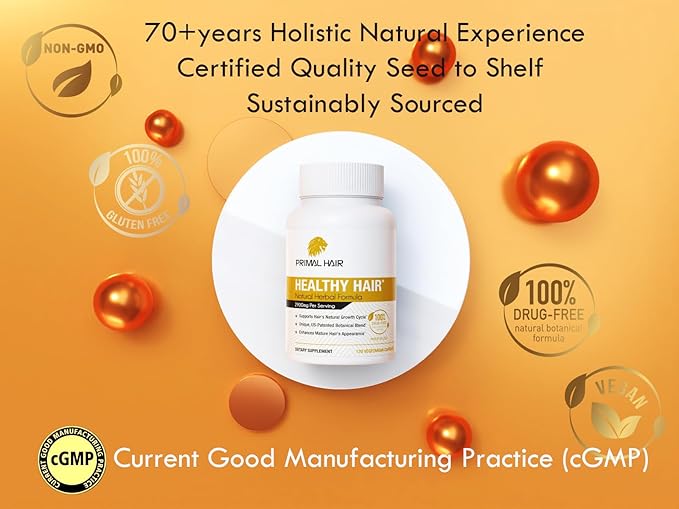 100% Natural Growth Treatment, Reduces Hair Loss, US Patented Formula Proven Effective for Men & Women, 100% Vegan Ingredients, Non-GMO, 30-Day Supply-GlimoraGlow