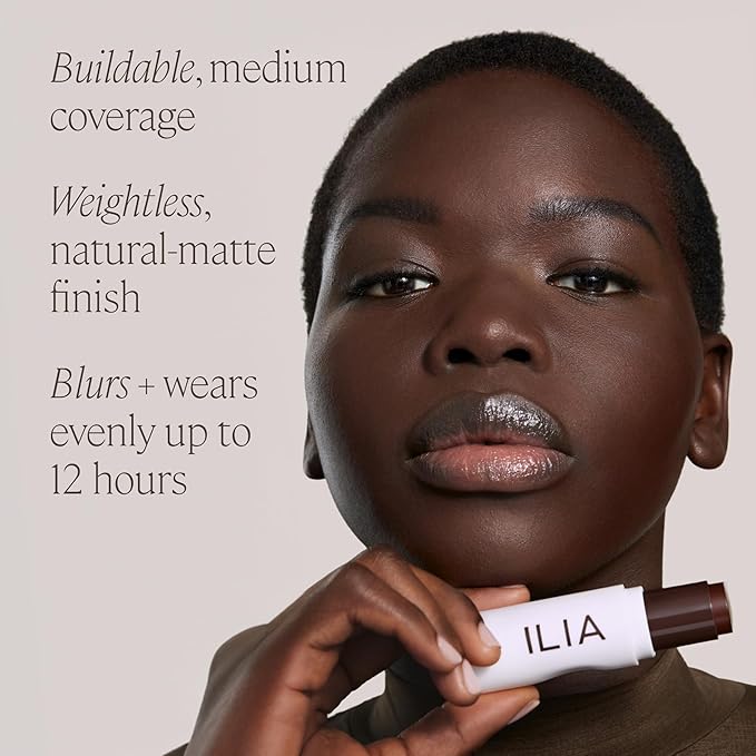 ILIA - Skin Rewind Complexion Stick - Foundation + Concealer + Skincare | Non-Toxic, Vegan, Cruelty-Free, Clean Makeup (40C - Wenge, 0.35 oz | 10 g)-GlimoraGlow