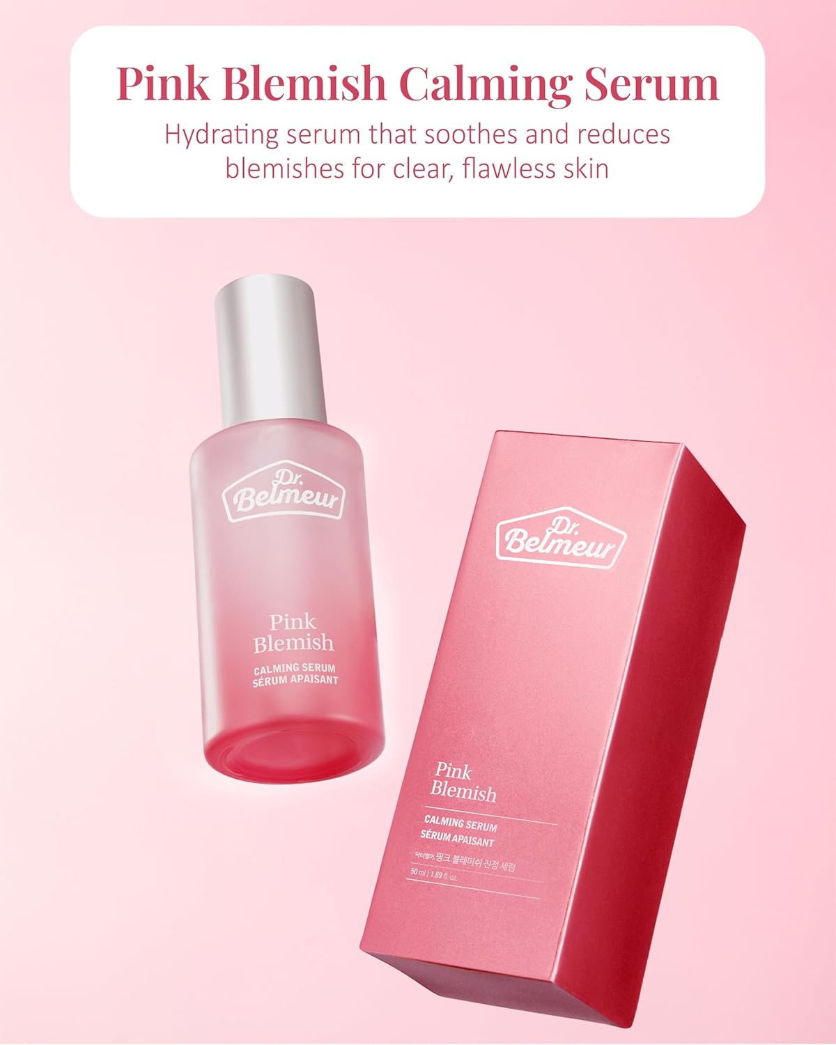 Pink Blemish Calming Serum (1.7fl oz) - Hydrating, Soothing Korean Skin Care for Sensitive Skin. Vegan Hyaluronic Acid, Niacinamide.-GlimoraGlow