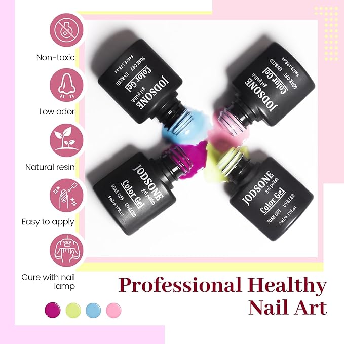 JODSONE 23 PCS Gel Polish Kit Colorful Fashion Classic Nail Gel Set 3 Bottles of Base Coat Matte and Glossy Top Coat-GlimoraGlow