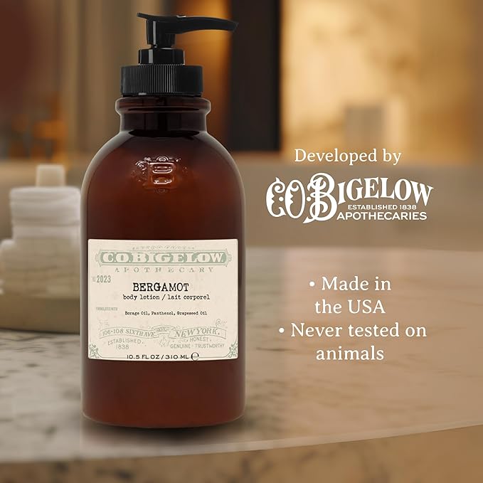 C.O. Bigelow Bergamot Body Lotion, Iconic Collection Moisturizing Body Lotion with Shea Butter, Borage Oil & Grapeseed Oil, 10.5 Fl Oz-GlimoraGlow