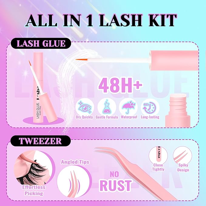 Losha Lashes Spiky Manga Lashes 14 Pairs Wispy False Eyelashes Natural Eye Lashes Kit with Lash Glue and Lash Tweezers Soft Anime Fake Eyelashes (Fairy)-GlimoraGlow
