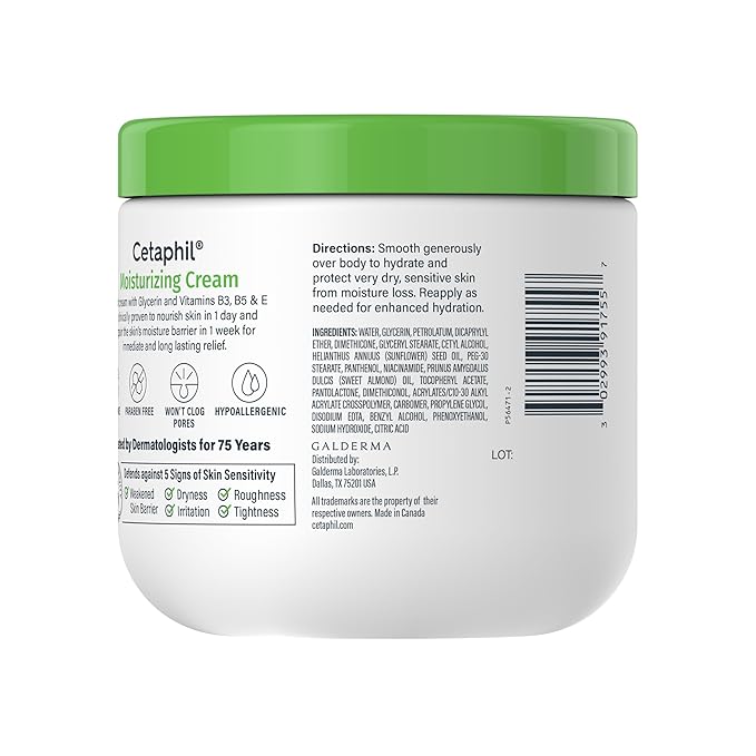 Cetaphil Face & Body Moisturizer, Hydrating Moisturizing Cream for Dry to Very Dry, Sensitive Skin, NEW 16 oz, Fragrance Free, Non-Comedogenic, Non-Greasy-GlimoraGlow