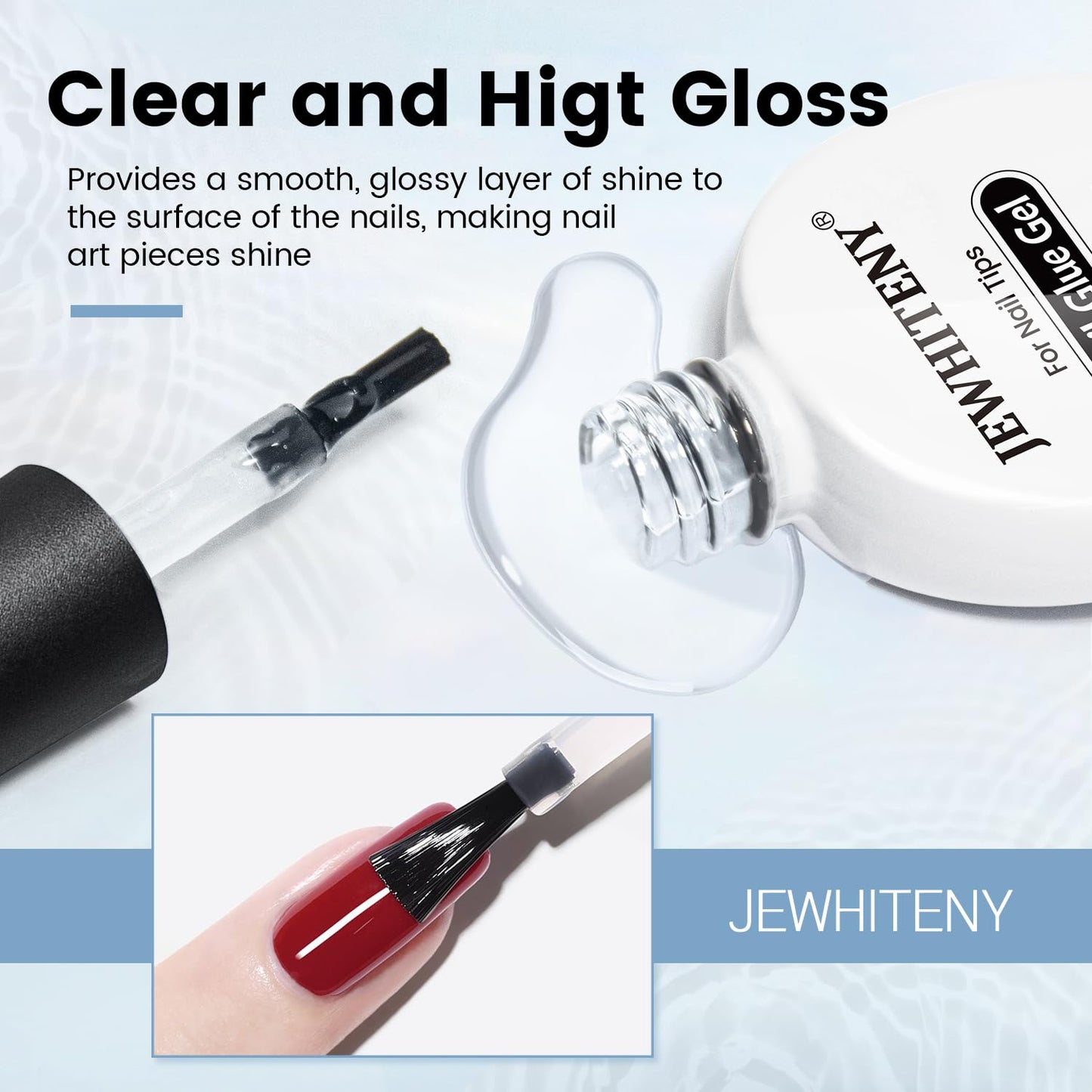 JEWHITENY 10ML Top Coat Nail Polish High Gloss Shine Finish No Wipe No Dip Long Lasting Gel Nail Polish Professional DIY Need U V Lamp Curing-GlimoraGlow