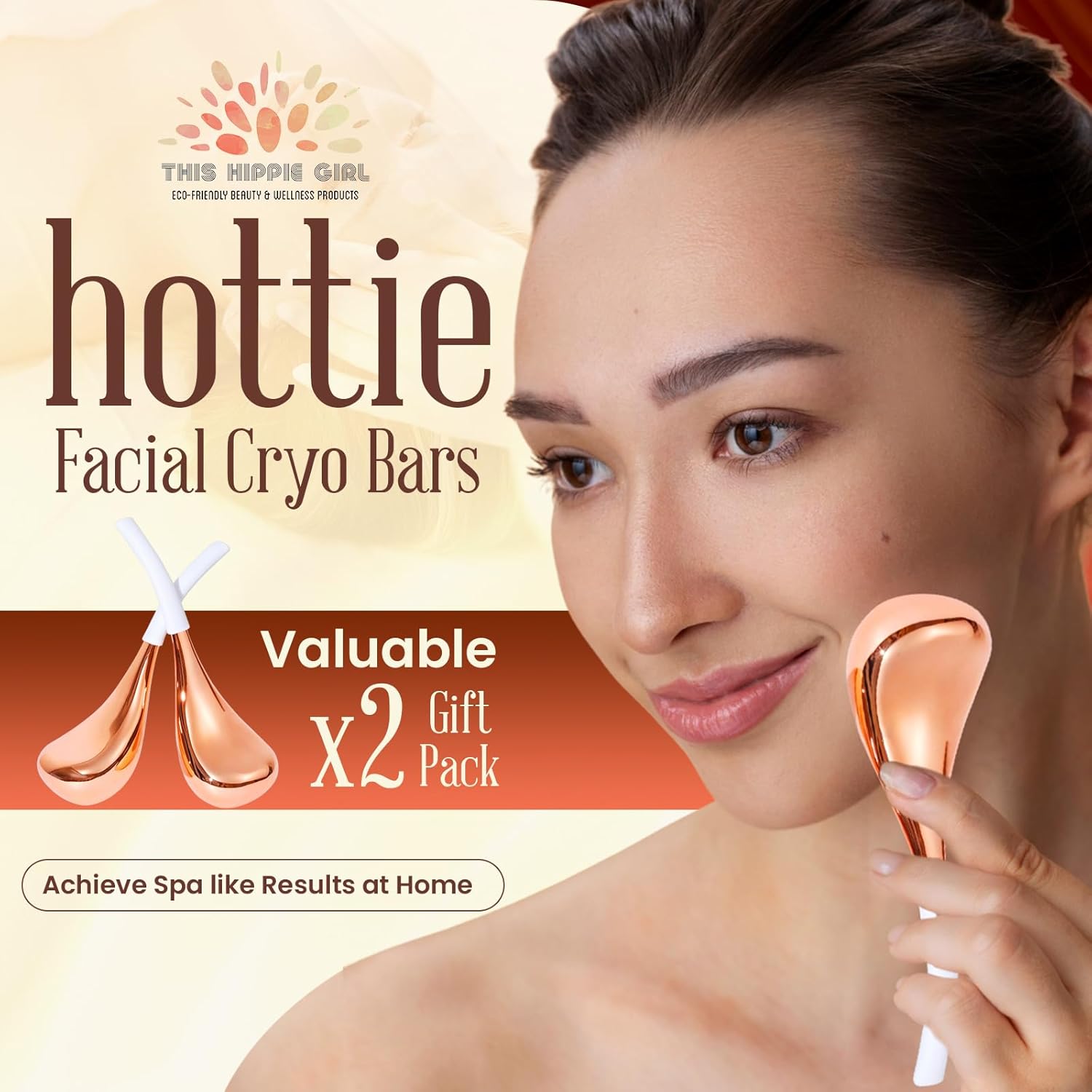 Ice Globes Facial Skin Care Tools for Women, Cryo Sticks for facials, Rose Gold Cold Therapy, Stainless Steel Cryo Wands, Soothe and DePuff Cold Bars for Face and Eyes, Facial Tools-GlimoraGlow