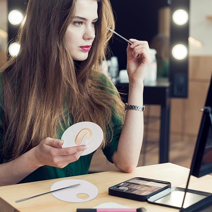 2 Pcs Makeup Palette Tray Clear Makeup Mixing Tray Cosmetic Palette Acrylic with 2 Pcs Spatula Tool Foundation Mixing Palette Cosmetic Palette for Mixing for Nail Art Foundation Shadow-GlimoraGlow