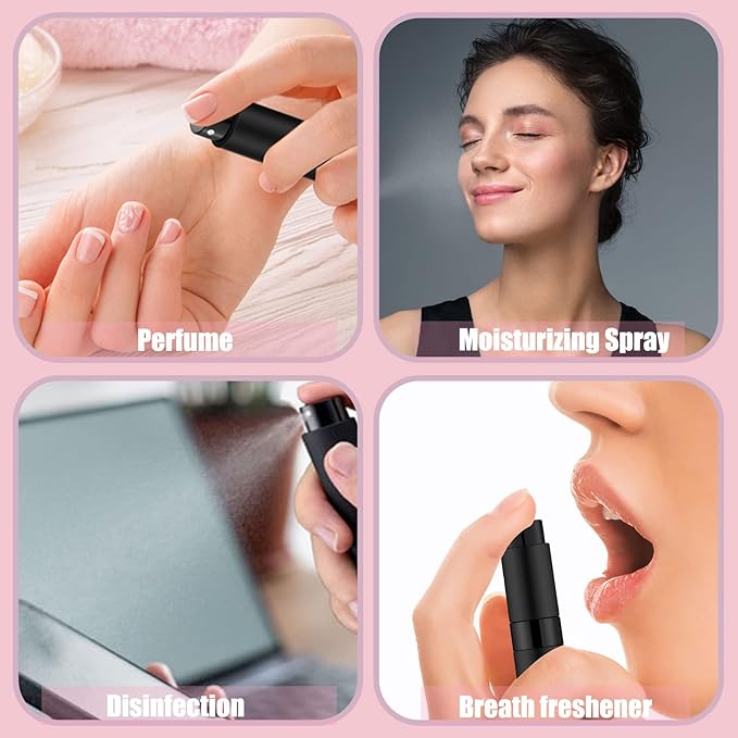 14 PCS/8ML Portable Atomizer Perfume Bottles, Mini Empty Refillable Cologne Spraye Bottle, Pocket Travel Perfume Liquid Sprayer (Matte Black)-GlimoraGlow