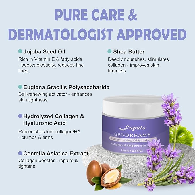 Get Dreamy Overnight Toning Whip - Body Firming Cream for Women, 6.76 oz Sleep & Sculpt Night Cream, Reduces the Appearance of Body Skin Laxity for Mulated for All Skin Types (200ml)-GlimoraGlow