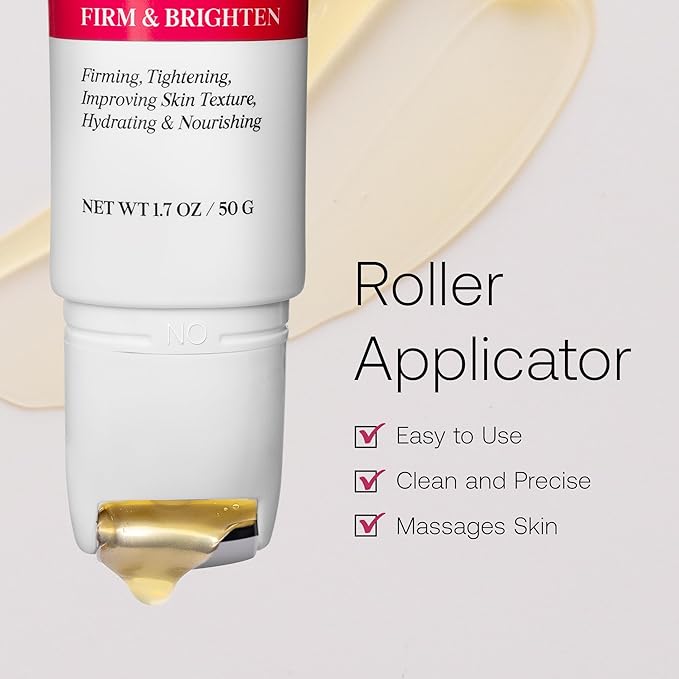 Retinol Neck Firming Cream with Cooling & Massaging Roller Applicator - Hydrates, Lifts, Smoothes Wrinkles, Fine Lines & Tightens Sagging Skin with Niacinamide & Hyaluronic Acid, 1.7oz/50g-GlimoraGlow
