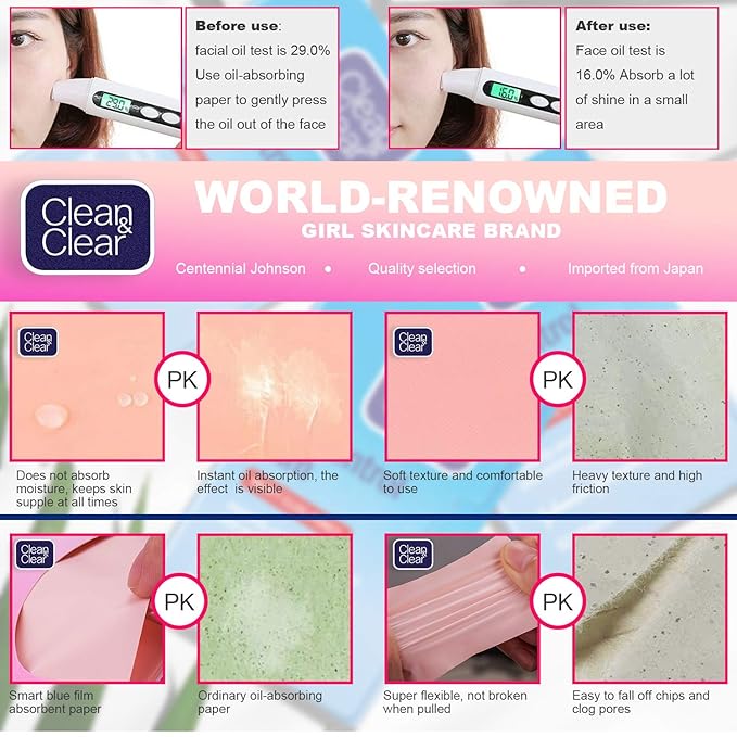 Oil Control Film Replacment for Clean & Clear Oil-absorbing Sheets,3 Pack (Grapefruit Fragrance) Oil Blotting Sheets For Face,Makeup Friendly High-performance Handy Face Blotting Paper for Oily Skin-GlimoraGlow