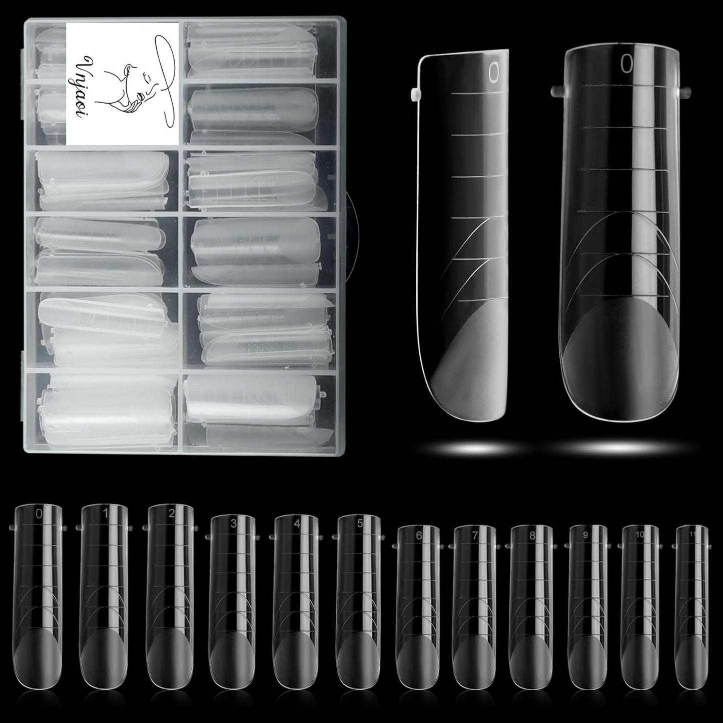 120 Pcs Poly Extension Gel Dual Nail Forms Nail Molds With Scale Builder Coffin Nail for Gel Manicure Nail Art Design Salon DIY at Home (Long Square Head Frosted Dual Nail Forms Set)-GlimoraGlow