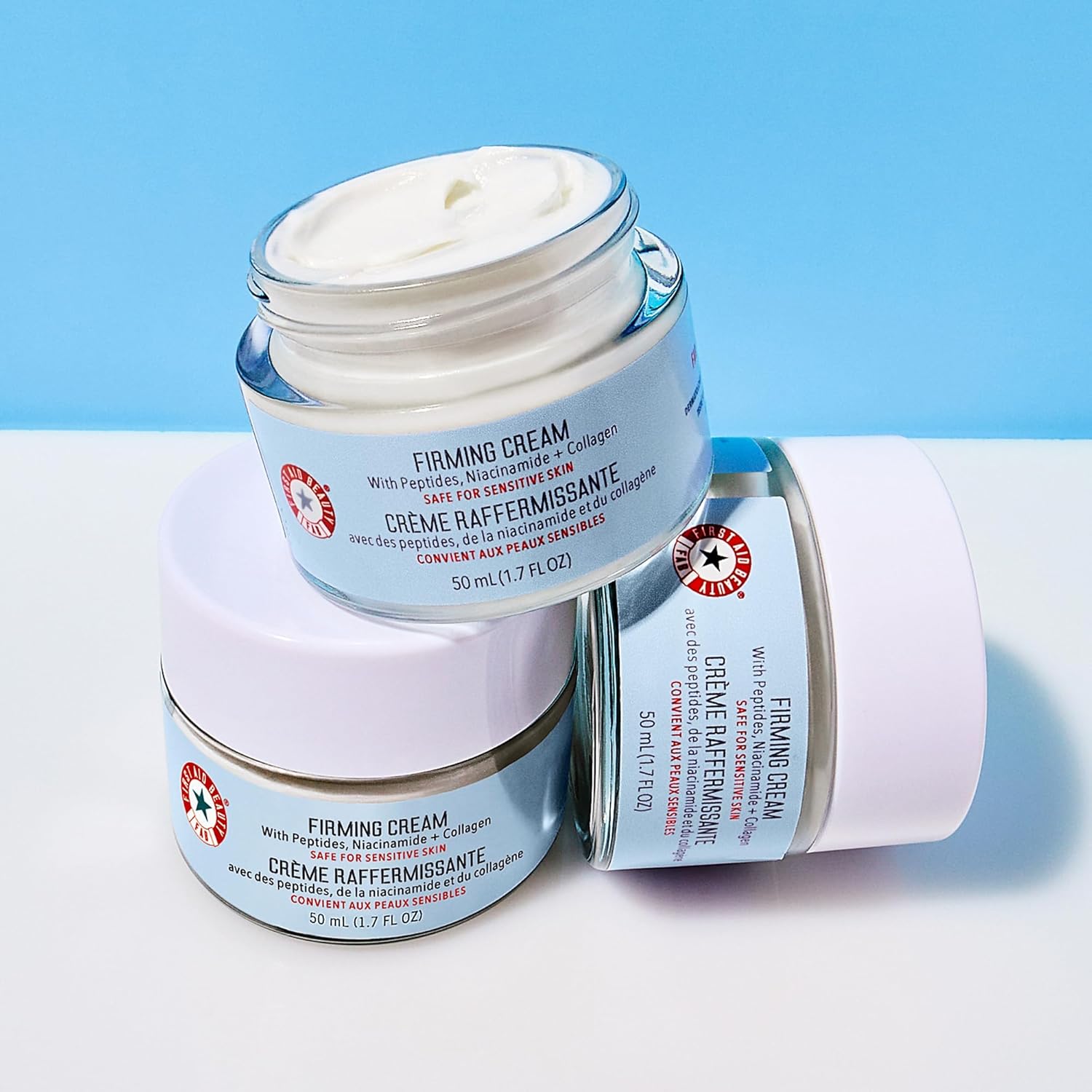 First Aid Beauty - Firming Collagen Cream with Peptides & Niacinamide, Ultra-Rich Plumping Moisturizer, Hydrates & Visibly Firms, Non-Comedogenic, Safe for Sensitive Skin, 3.5 oz-GlimoraGlow