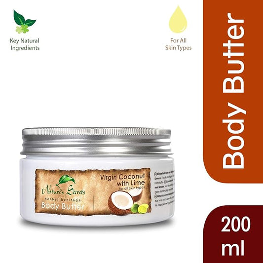 Nature's Secrets Coconut Body Butter with Hyaluronic Acid, Retinol, Jojoba Oil & Viatmin E. Creamy, Ultra-Moisturising. For Dry Skin.-GlimoraGlow