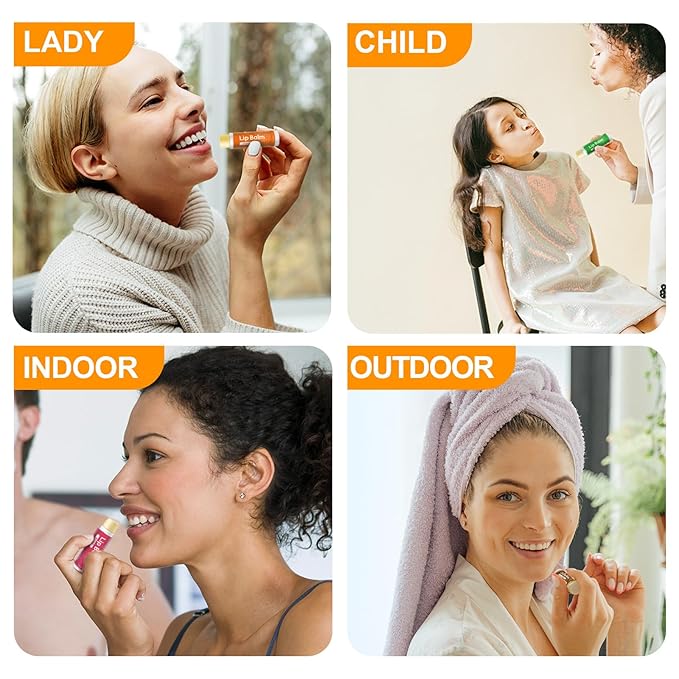 10 Pack Natural Lip Balm Bulk with Vitamin E and Coconut Oil Valentine's Day best choice - Moisturizing, Soothing, and Repairing Dry and Chapped Lips - 10 Flavors - Non-GMO-GlimoraGlow