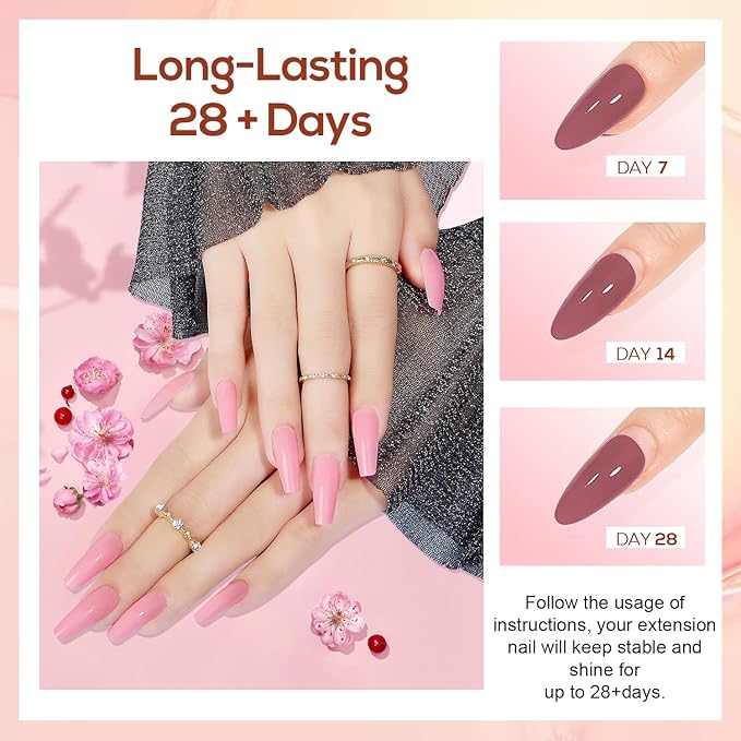 JEWHITENY Poly Extension Gel Kit With 48W LED Nail Lamp 14 Colors Builder Extension Gel All-in-One French Kit Nail Art Design Beginner Kit-GlimoraGlow