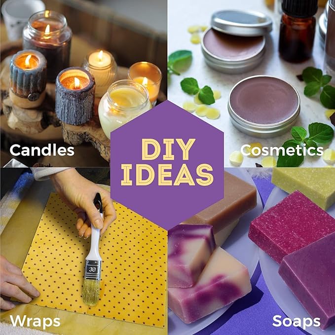 HUNNYBEE Beeswax Pellets 3LB, 100% Pure Bees Wax for DIY Candles, Skin, Body Cream, Face, and Hair Care, Lotions Deodorant, Lip Balm and Soap Making (Pure White, 3 lbs)-GlimoraGlow