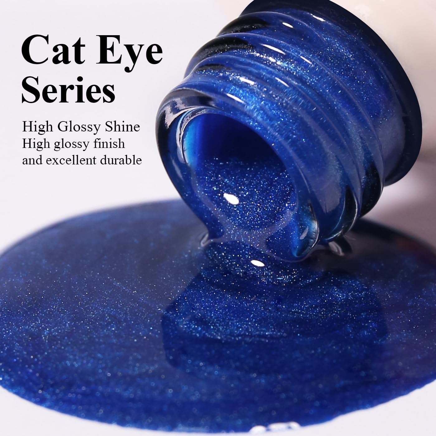 Imtiti Cat Eye Gel Nail Polish, Dark Blue Holographic Magnetic Crystal Nail Gel Polish With Magnet Glittery Galaxy Spring Summer Kit Soak Off UV Led 10ML-GlimoraGlow