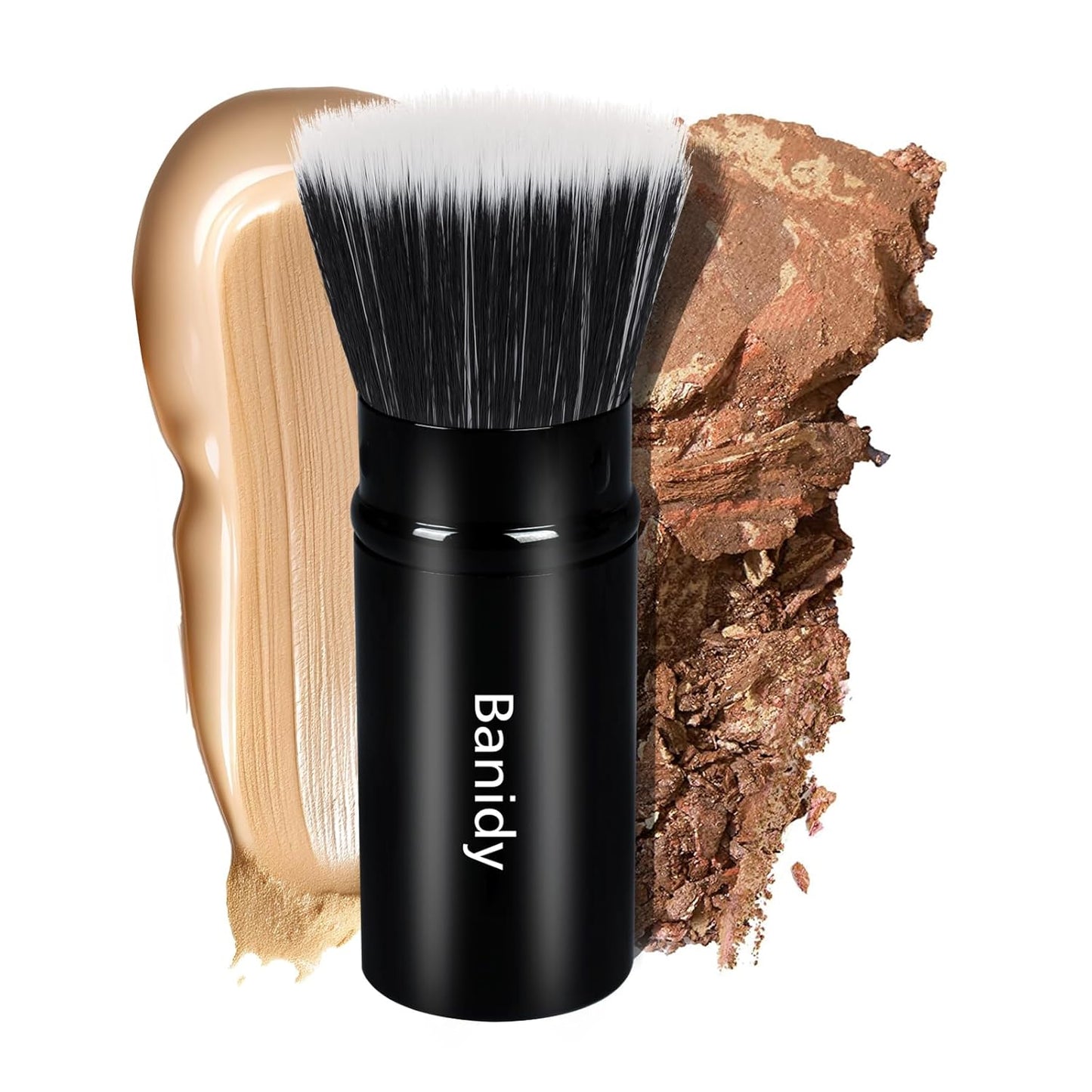 Foundation Makeup Brush Flat Top Kabuki Face Blush Liquid Powder Foundation Brush Retractable Travel Brush for Blending Liquid, Cream or Flawless Powder Cosmetics-GlimoraGlow