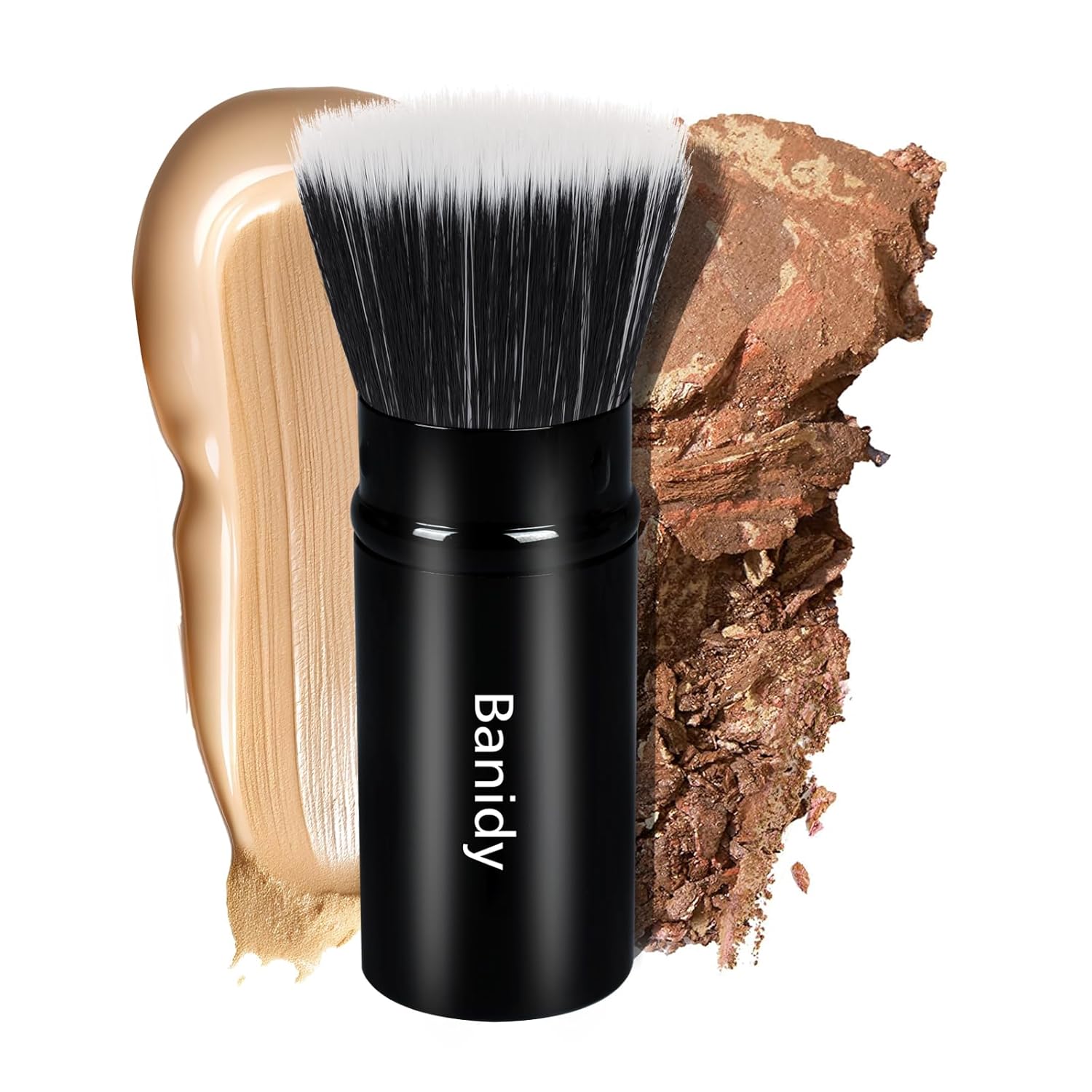 Foundation Makeup Brush Flat Top Kabuki Face Blush Liquid Powder Foundation Brush Retractable Travel Brush for Blending Liquid, Cream or Flawless Powder Cosmetics-GlimoraGlow