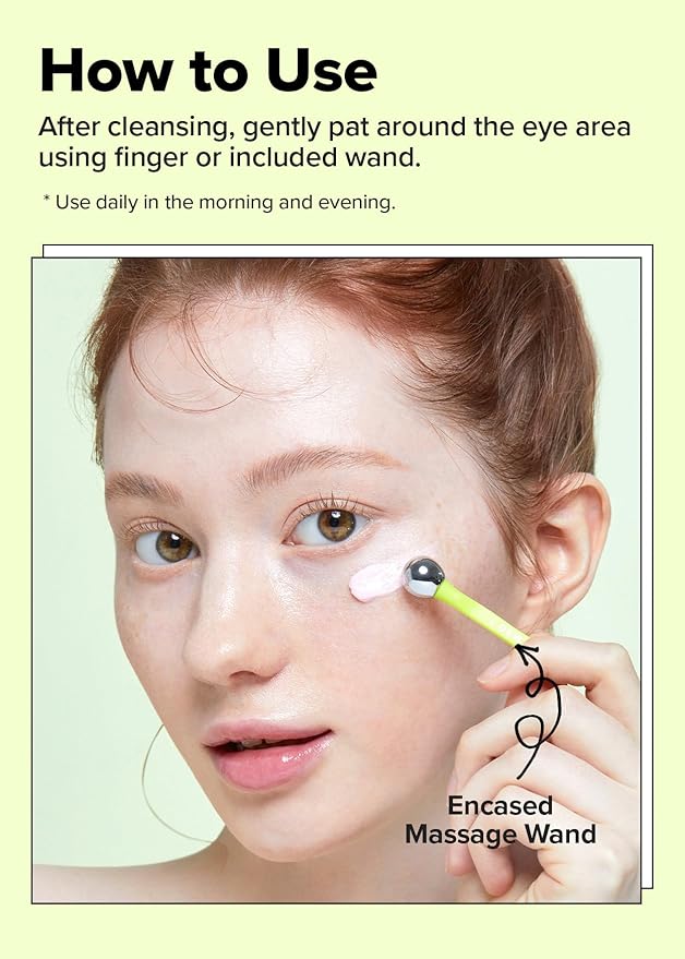 I DEW CARE Vitamin C depuffing Eye Cream with Eye Roller Set | Korean Skin Care Dark Circles Under Eye Treatment with Hyaluronic Acid, Niacinamide | 0.50 Fl Oz | Not Tested on Animals-GlimoraGlow