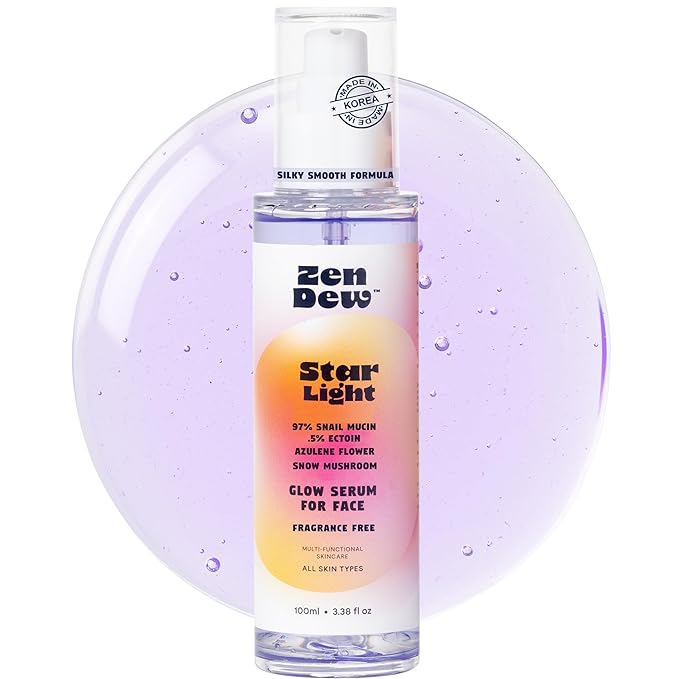 Star Light Snail Mucin Face Serum with Blue Light Skin Protection, 3.38 Oz – Silky Smooth Korean Glow Serum that Restores Moisture and Leaves Skin Brighter, Plumper, Soothed and Smooth-GlimoraGlow
