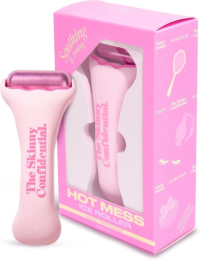 The Skinny Confidential HOT Mess Ice Roller for Face - Facial Roller Skincare Tools Contour, Tighten & De-Puff Skin - Self Care Beauty Gift for Women & Men for Clear, Radiant & Smoother-Looking Skin-GlimoraGlow