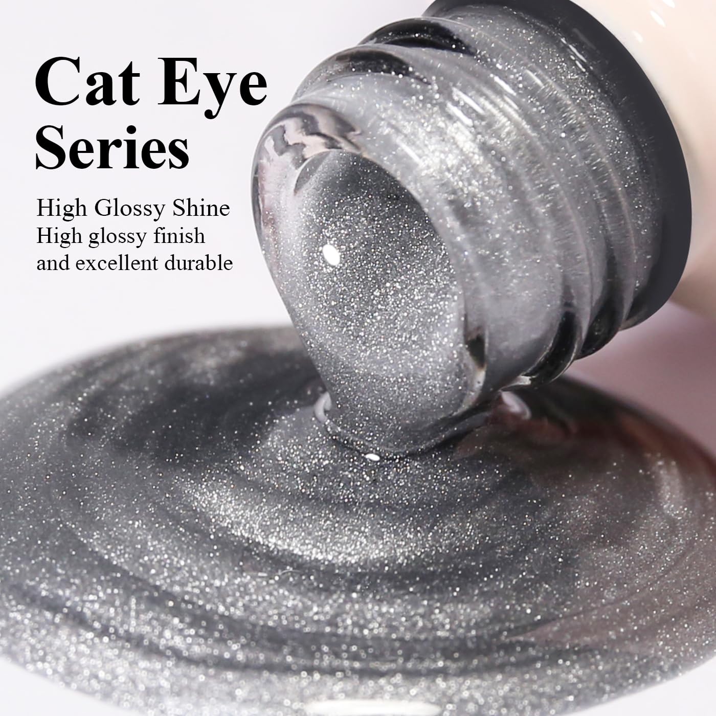 Imtiti Cat Eye Gel Nail Polish, Sliver Holographic Magnetic Crystal Nail Gel Polish With Magnet Glittery Galaxy Spring Summer Kit Soak Off UV Led 10ML-GlimoraGlow