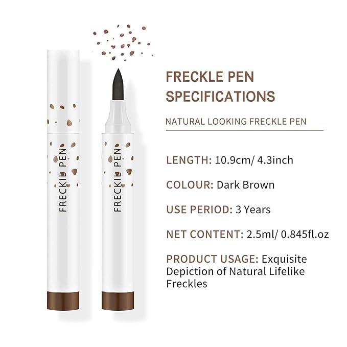 2 Pcs Freckle Pen Set, Natural Lifelike Fake Freckles Makeup Pen Magic Brown Color Freckles Makeup Tool Long-Lasting Waterproof Dot Spot Pen for Effortless Sunkissed Makeup (Dark Brown)-GlimoraGlow