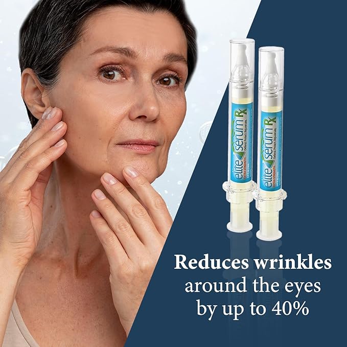 Elite Serum Rx - Anti Aging Under Eye Serum for Dark Circles and Puffiness with 8 Patented Peptides - Extra Strength Lifting and Firming Treatment for Wrinkle Repair and Eye Bag Removal-GlimoraGlow