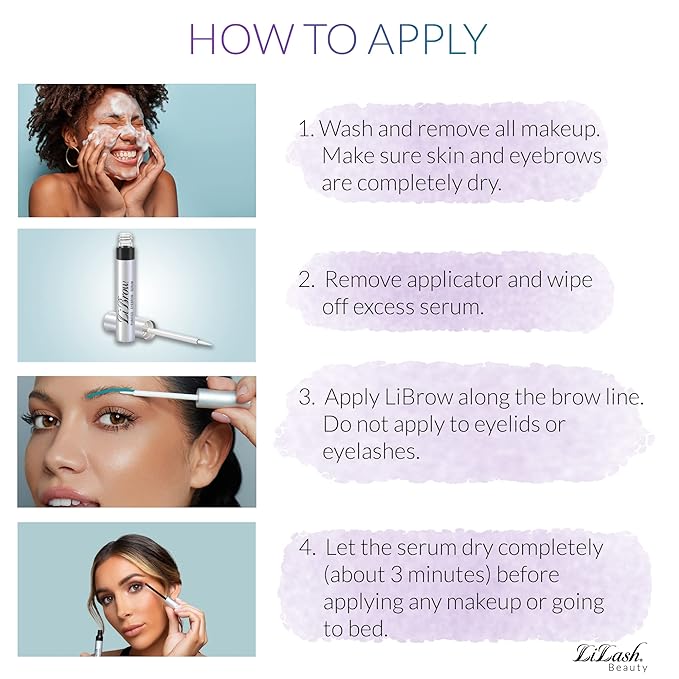 LiBrow Purified Eyebrow Physician-Formulated Serum for Fuller & Thicker Looking Eyebrows | Natural Eyebrow Enhancer Safe for Sensitive Skin | 90-Day Supply (3ml)-GlimoraGlow